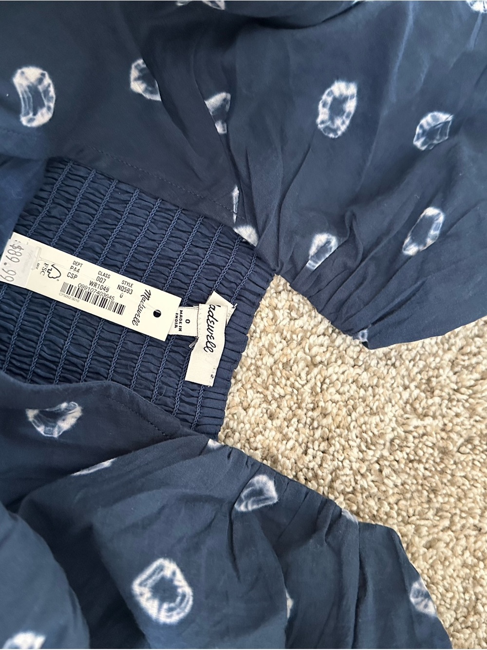 Madewell Navy Dress with White Abstract Print - Picture 2 of 2